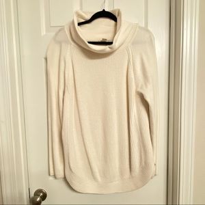Creamy White Turtleneck Knee Length Sweater